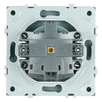 Розетка 1-местная с защитной шторкой с/з (механизм), STEKKER, 250В, 16А, серия Эмили, RST16-5110-09, антрацит, soft touch 49932