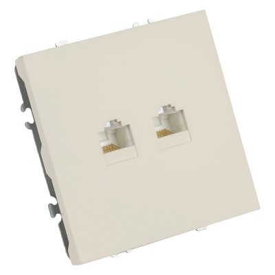 Розетка компьютерная 2-местная RJ-45 (механизм), STEKKER, серия Эмили, RST00-5111-08, кашемир, soft touch 49900