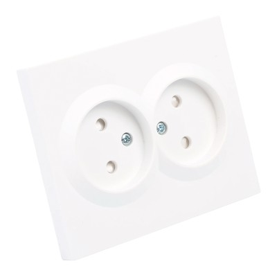 Розетка 2-местная с защитной шторкой (механизм), STEKKER, б/з, 250В, 16А, серия Мия, RST16-3109-01, белая магнолия 50912