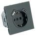 Розетка 1-местная з/ш с/з 16А + USB + Type C (механизм), Stekker, 250В, 20W, серия Эмили, черный уголь, soft-touch, RST16-5119-05 50218