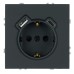 Розетка 1-местная з/ш с/з 16А + USB + Type C (механизм), Stekker, 250В, 20W, серия Эмили, черный уголь, soft-touch, RST16-5119-05 50218