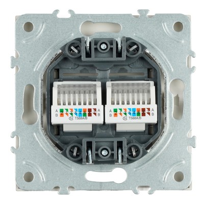 Розетка компьютерная 2-местная RJ-45 (механизм), STEKKER, серия Эмили, RST00-5111-08, кашемир, soft touch 49900