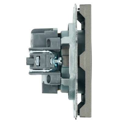 Розетка 1-местная с защитной шторкой с/з (механизм), STEKKER, 250В, 16А, серия Эмили, RST16-5110-09, антрацит, soft touch 49932