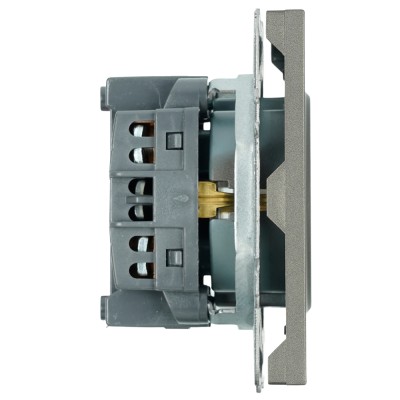 Розетка 1-местная с защитной шторкой с/з (механизм), STEKKER, 250В, 16А, серия Эмили, RST16-5110-09, антрацит, soft touch 49932