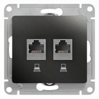 GLOSSA РОЗЕТКА двойная компьютерная RJ45+RJ45 кат. 5e, механизм, АНТРАЦИТ