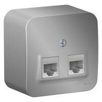 BLANCA О/У РОЗЕТКА двойная компьютерная RJ45, кат.5E, ИЗОЛ.ПЛ., АЛЮМИНИЙ