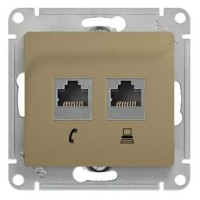 GLOSSA РОЗЕТКА двойная RJ11+RJ45 кат.5e, механизм, ТИТАН