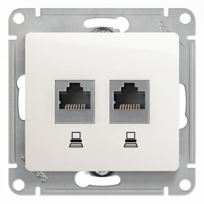 GLOSSA РОЗЕТКА двойная компьютерная RJ45+RJ45 кат. 5e, механизм, ПЕРЛАМУТР