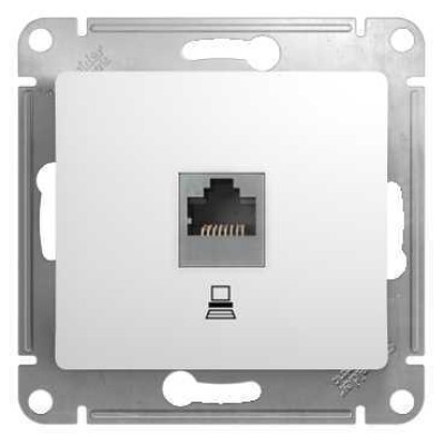 GLOSSA РОЗЕТКА компьютерная RJ45 кат. 5e, механизм, БЕЛЫЙ