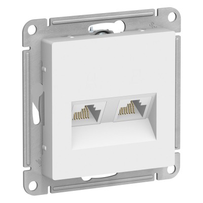 ATLASDESIGN РОЗЕТКА двойная компьютерная RJ45+RJ45 кат. 5e, механизм, БЕЛЫЙ