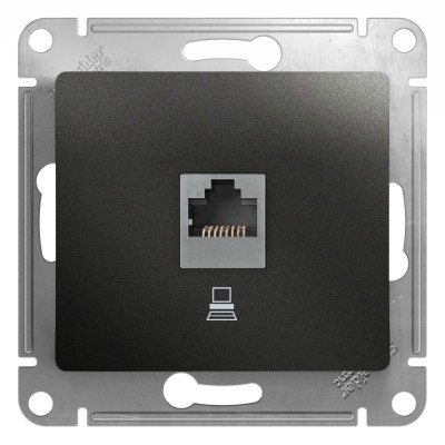 GLOSSA РОЗЕТКА компьютерная RJ45 кат. 5e, механизм, АНТРАЦИТ