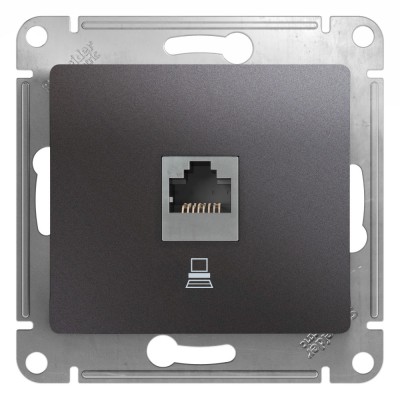 GLOSSA РОЗЕТКА компьютерная RJ45 кат. 5e, механизм, ГРАФИТ