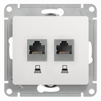 GLOSSA РОЗЕТКА двойная компьютерная RJ45+RJ45 кат. 5e, механизм, БЕЛЫЙ