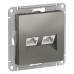 ATLASDESIGN РОЗЕТКА двойная компьютерная RJ45+RJ45 кат. 5e, механизм, СТАЛЬ