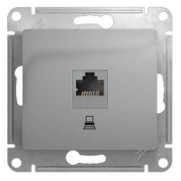 GLOSSA РОЗЕТКА компьютерная RJ45 кат. 5e, механизм, АЛЮМИНИЙ