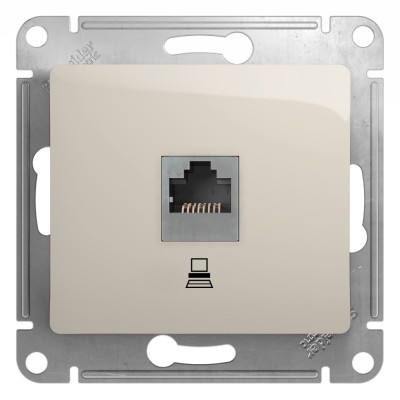 GLOSSA РОЗЕТКА компьютерная RJ45 кат. 5e, механизм, МОЛОЧНЫЙ