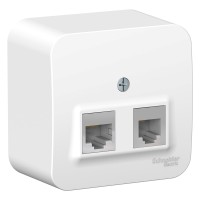 BLANCA О/У РОЗЕТКА двойная: комп.RJ45, кат.5E + телеф. RJ11, ИЗОЛ.ПЛ., БЕЛЫЙ