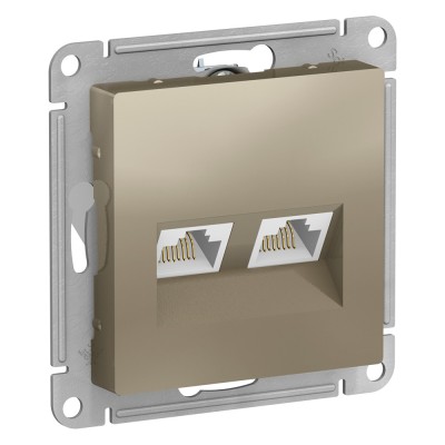 ATLASDESIGN РОЗЕТКА двойная компьютерная RJ45+RJ45 кат. 5e, механизм, ШАМПАНЬ