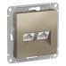ATLASDESIGN РОЗЕТКА двойная компьютерная RJ45+RJ45 кат. 5e, механизм, ШАМПАНЬ