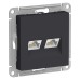 ATLASDESIGN РОЗЕТКА двойная компьютерная RJ45+RJ45 кат. 5e, механизм, КАРБОН