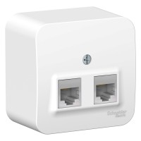 BLANCA О/У РОЗЕТКА двойная компьютерная RJ45, кат.5E, ИЗОЛ.ПЛ., БЕЛЫЙ