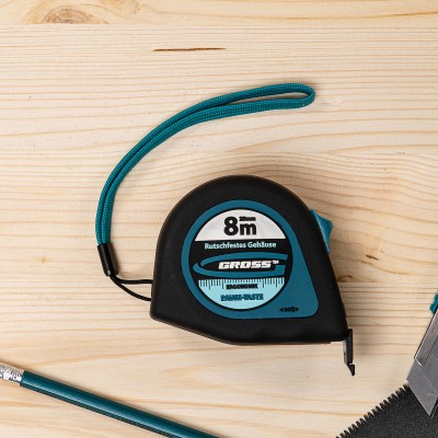 Рулетка "Ergonomisch",8 м x 25 мм,магнитный обрезиненный зацеп Gross