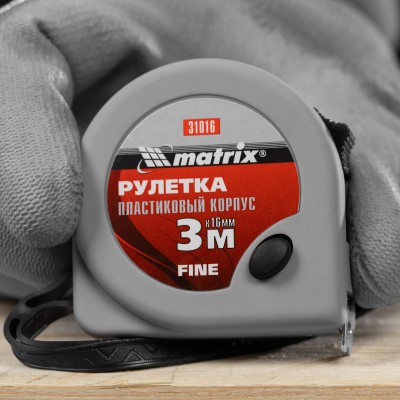 Рулетка Fine,3 м х 16 мм,пластиковый корпус Matrix Рулетка Fine,3 м х 16 мм,пластиковый корпус Matrix