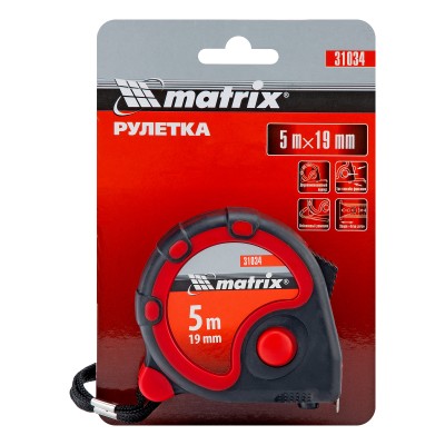 Рулетка Status 3 fixations,5 м х 19 мм,двухкомпонентный корпус,3 фиксации ленты Matrix Рулетка Status 3 fixations,5 м х 19 мм,двухкомпонентный корпус,3 фиксации ленты Matrix