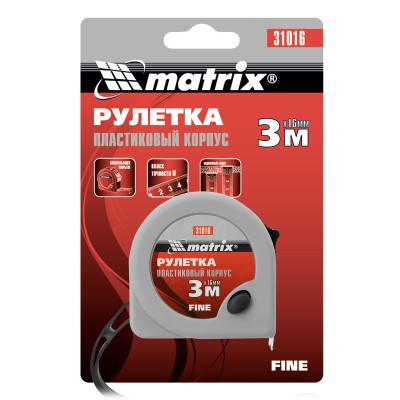 Рулетка Fine,3 м х 16 мм,пластиковый корпус Matrix Рулетка Fine,3 м х 16 мм,пластиковый корпус Matrix