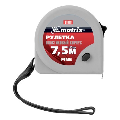 Рулетка Fine,7,5 м х 25 мм,пластиковый корпус Matrix Рулетка Fine,7,5 м х 25 мм,пластиковый корпус Matrix