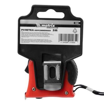 Рулетка Double fixation,3 м х 16 мм,обрезиненный корпус,двойная плавная фиксация Matrix