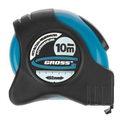 Рулетка "Schlagfest",10 м x 25 мм,магнитный обрезиненный зацеп,двусторонняя шкала,автоматическая фиксация Gross