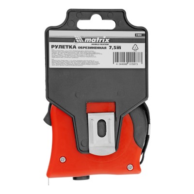 Рулетка Double fixation,7,5 м х 25 мм,обрезиненный корпус,двойная плавная фиксация Matrix