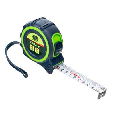 Рулетка Сапфир,двухкомпонентный корпус,7,5 м х 25 мм Сибртех