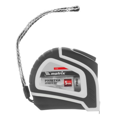 Рулетка Autostop,5 м х 25 мм,двухкомпонентный корпус,автоматическая фиксация,Pro Matrix