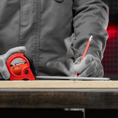 Рулетка Rubber,7,5 м х 25 мм,обрезиненный корпус Matrix