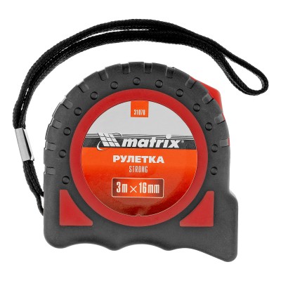Рулетка Strong,3 м х 16 мм,обрезиненный корпус Matrix Рулетка Strong,3 м х 16 мм,обрезиненный корпус Matrix