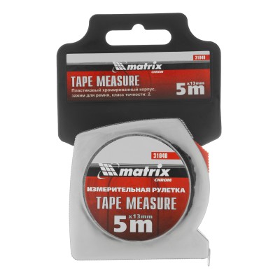 Рулетка Chrom,5 м x 13 мм,хромированный корпус Matrix Рулетка Chrom,5 м x 13 мм,хромированный корпус Matrix