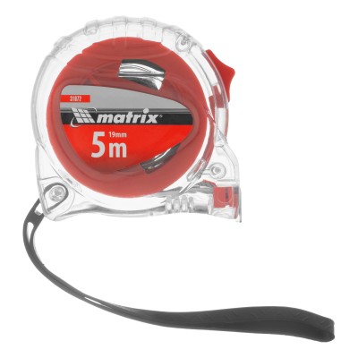 Рулетка Crystal,5 м х 19 мм,корпус из поликарбоната Matrix Рулетка Crystal,5 м х 19 мм,корпус из поликарбоната Matrix
