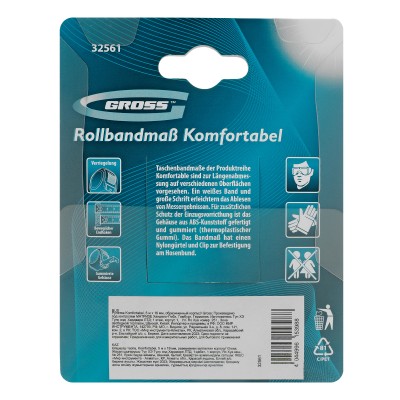 Рулетка Komfortabel 5 м х 19 мм,обрезиненный корпус Gross Рулетка Komfortabel 5 м х 19 мм,обрезиненный корпус Gross