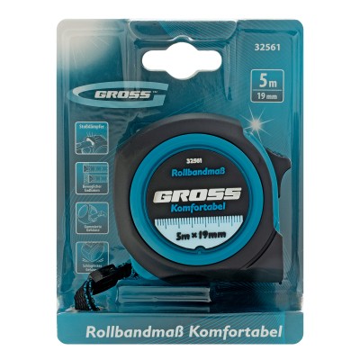 Рулетка Komfortabel 5 м х 19 мм,обрезиненный корпус Gross Рулетка Komfortabel 5 м х 19 мм,обрезиненный корпус Gross
