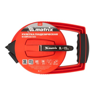 Рулетка геодезическая, 30 м х 12,5 мм, металлическая лента, закрытый корпус Matrix Рулетка геодезическая, 30 м х 12,5 мм, металлическая лента, закрытый корпус Matrix