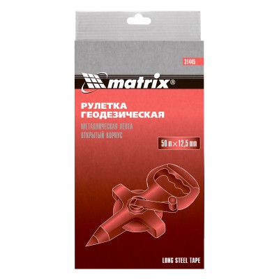 Рулетка геодезическая, 50 м х 12,5 мм, металлическая лента, открытый корпус Matrix Рулетка геодезическая, 50 м х 12,5 мм, металлическая лента, открытый корпус Matrix