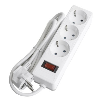 HM20-31-03 Сетевой фильтр 3-местный с/з 3x1мм2, 3 м, 230В, 13А, серия Optima, белый