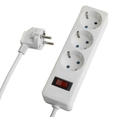 HM20-31-03 Сетевой фильтр 3-местный с/з 3x1мм2, 3 м, 230В, 13А, серия Optima, белый