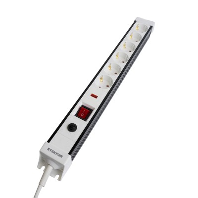 HM22-61-05 Сетевой фильтр 6-местный с/з 3x1мм2, 5 м, 250В, 16А, серия Techno, белый