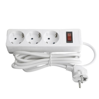 HM20-31-03 Сетевой фильтр 3-местный с/з 3x1мм2, 3 м, 230В, 13А, серия Optima, белый