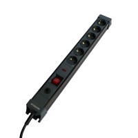 Сетевой фильтр 6-местный с/з STEKKER 3x1мм2, 3 м, 220В, 16А, серия Techno, HM22-61-03, черный 50160