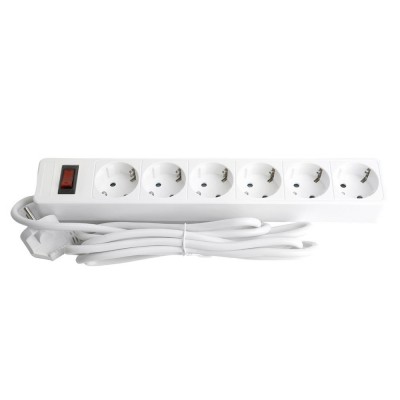 HM20-61-05 Сетевой фильтр 6-местный с/з 3x1мм2, 5 м, 230В, 13А, серия Optima, белый HM20-61-05 Сетевой фильтр 6-местный с/з 3x1мм2, 5 м, 230В, 13А, серия Optima, белый