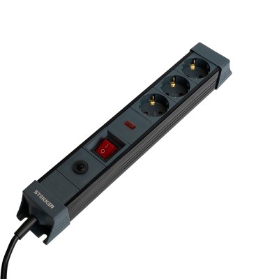 HM22-31-05 Сетевой фильтр 3-местный с/з 3x1мм2, 5 м, 250В, 16А, серия Techno, черный